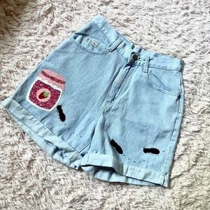 Picnic Snack Ant Trail Vintage Oversized Jorts Upcycled Shorts Womens 6 Eclectic